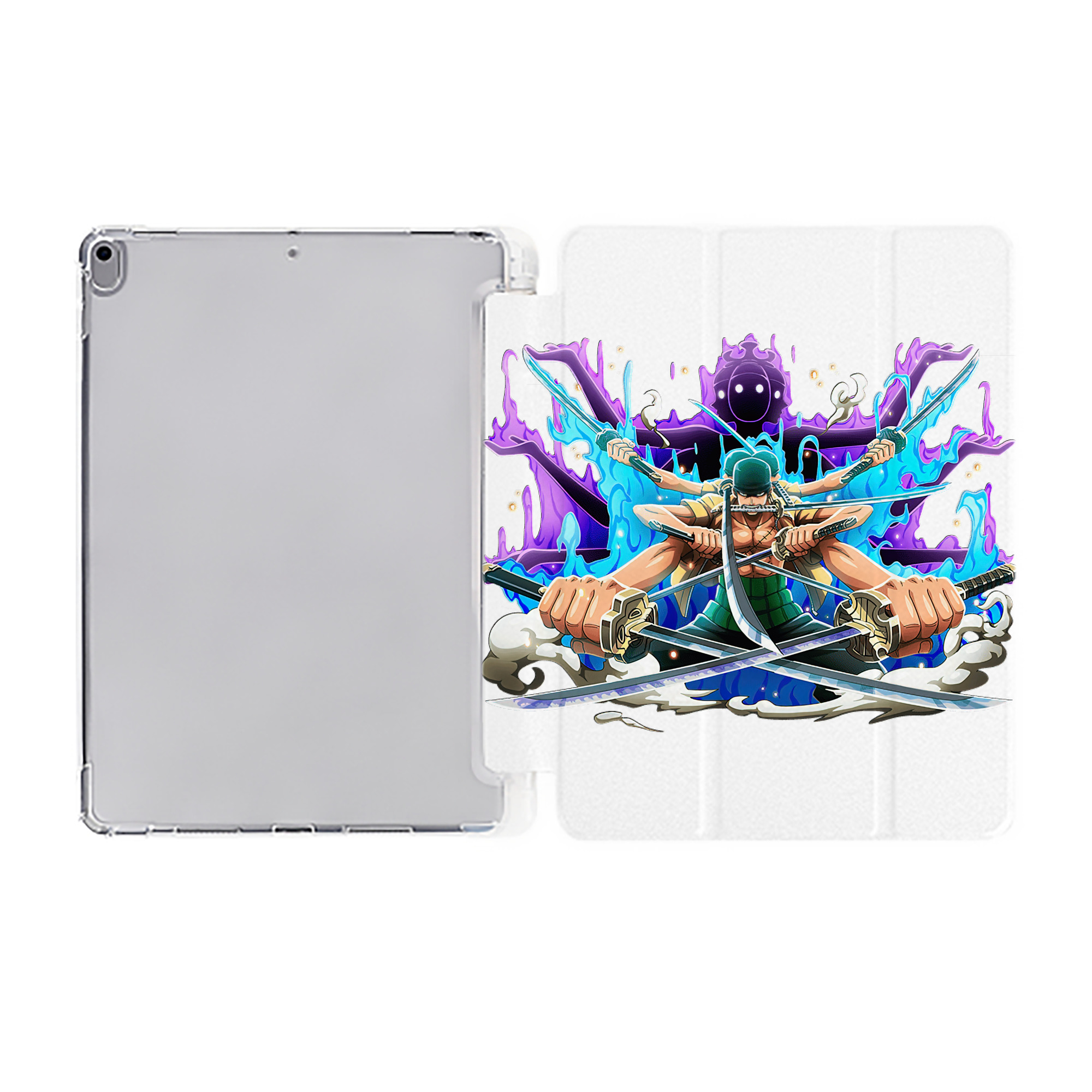 （画像用） ワンピース ロロノア・ゾロ ONE PIECE Roronoa Zoro IPad ケース ペン収納付き 三つ折りスタンド PUレザー×シリコン 対応機種9.5/10.5/10.9インチ